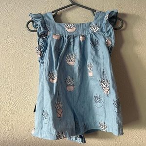 Tiny Tribe Australia Blue Romper with succulent design